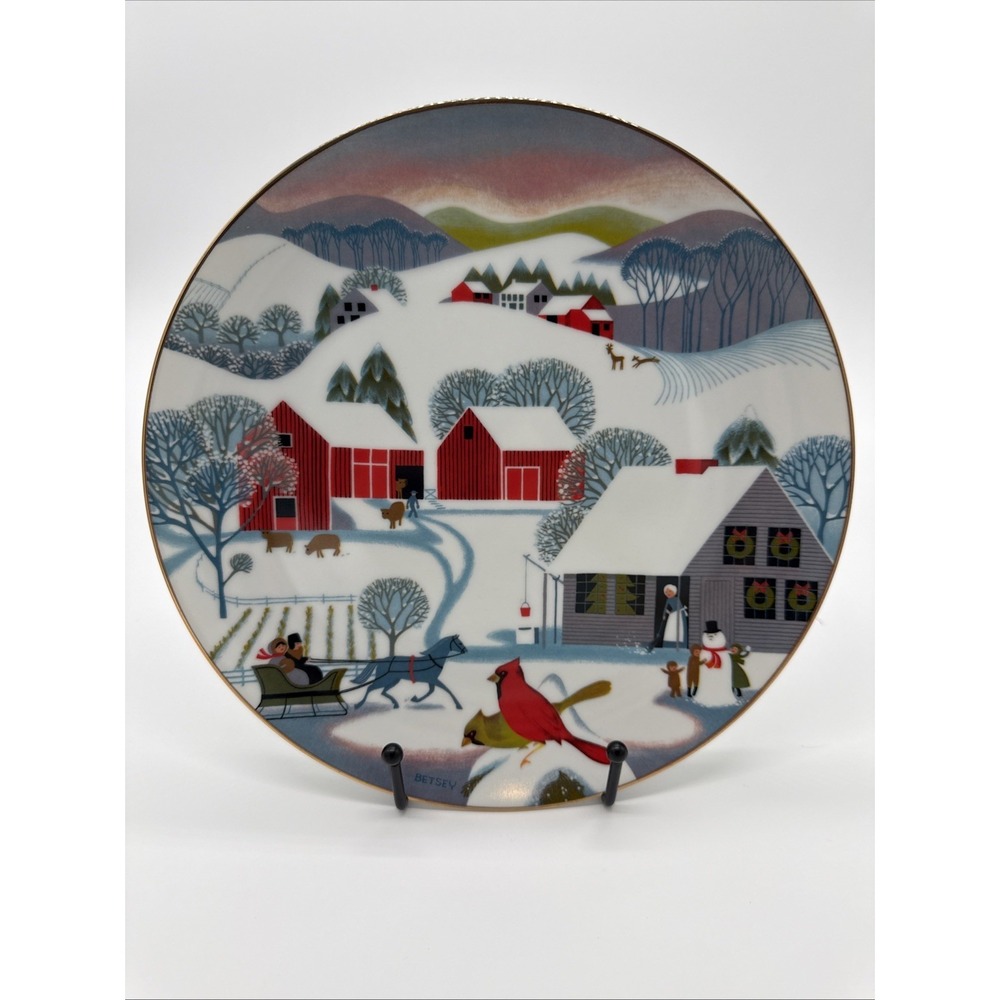 VTG Betsey Bates Christmas Morning 9.25" Collector Ceramic Plate 1980 #6310W